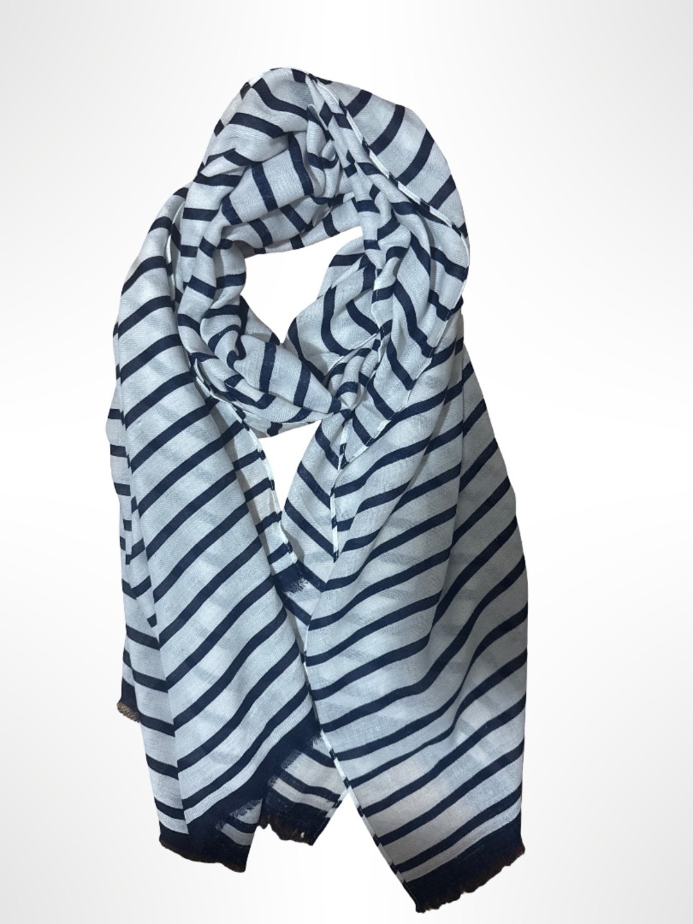 NWOT Striped Navy and White Women's Scarf - Lightweight Breathable Wrap